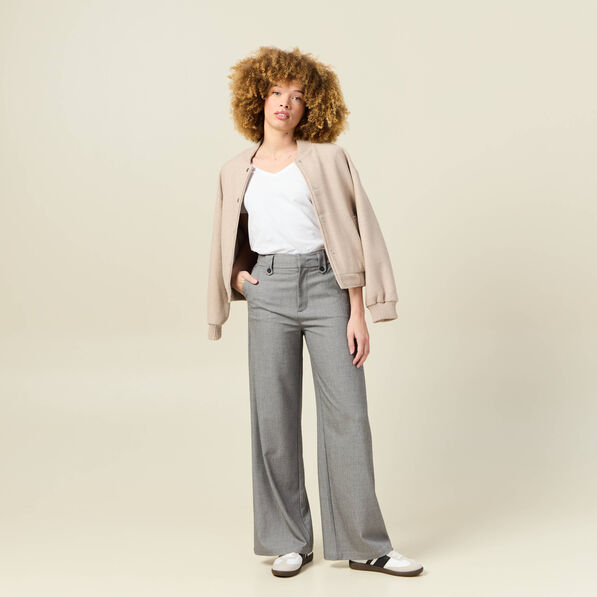Pantalon large fluide gris femme