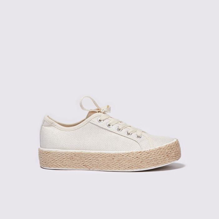 Espadrilles plates avec cordes ecru femme