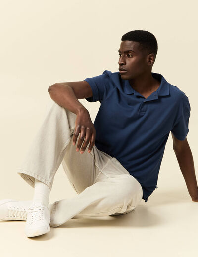 Polo éco-responsable bleu foncé homme