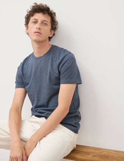 T-shirt cintr&eacute; col rond manches courtes bleu gris homme
