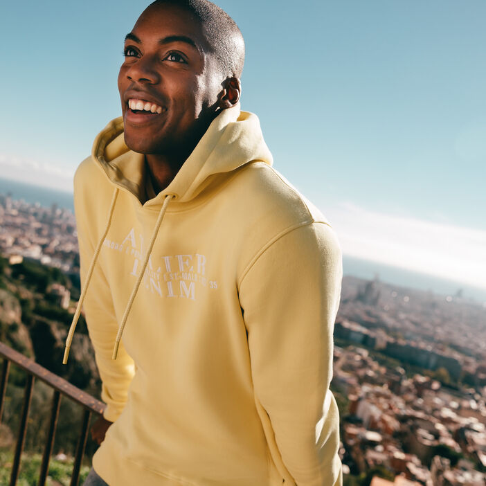 Sweat manches longues jaune clair homme