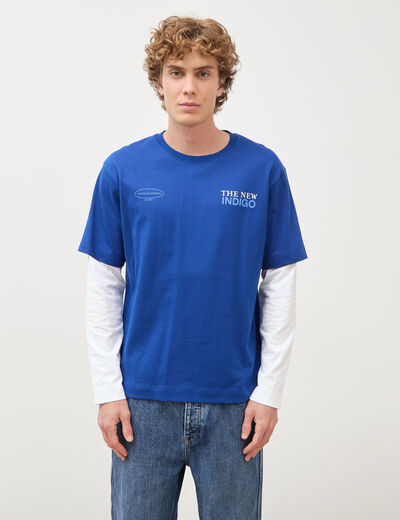 T-shirt ample en coton manches courtes bleu electrique homme