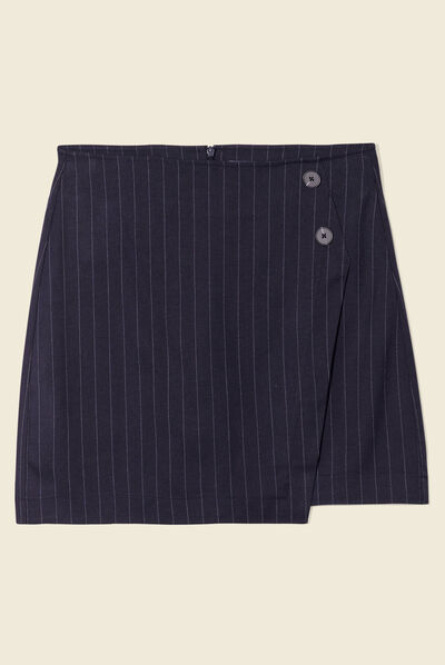 Jupe portefeuille bleu femme