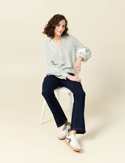 Blouse manches longues vert olive femme