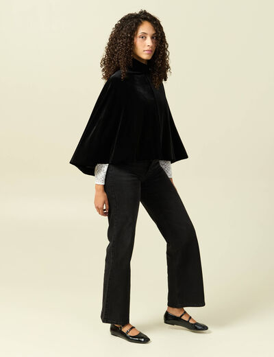 Cape ajust&eacute;e sans manches effet velours noir femme