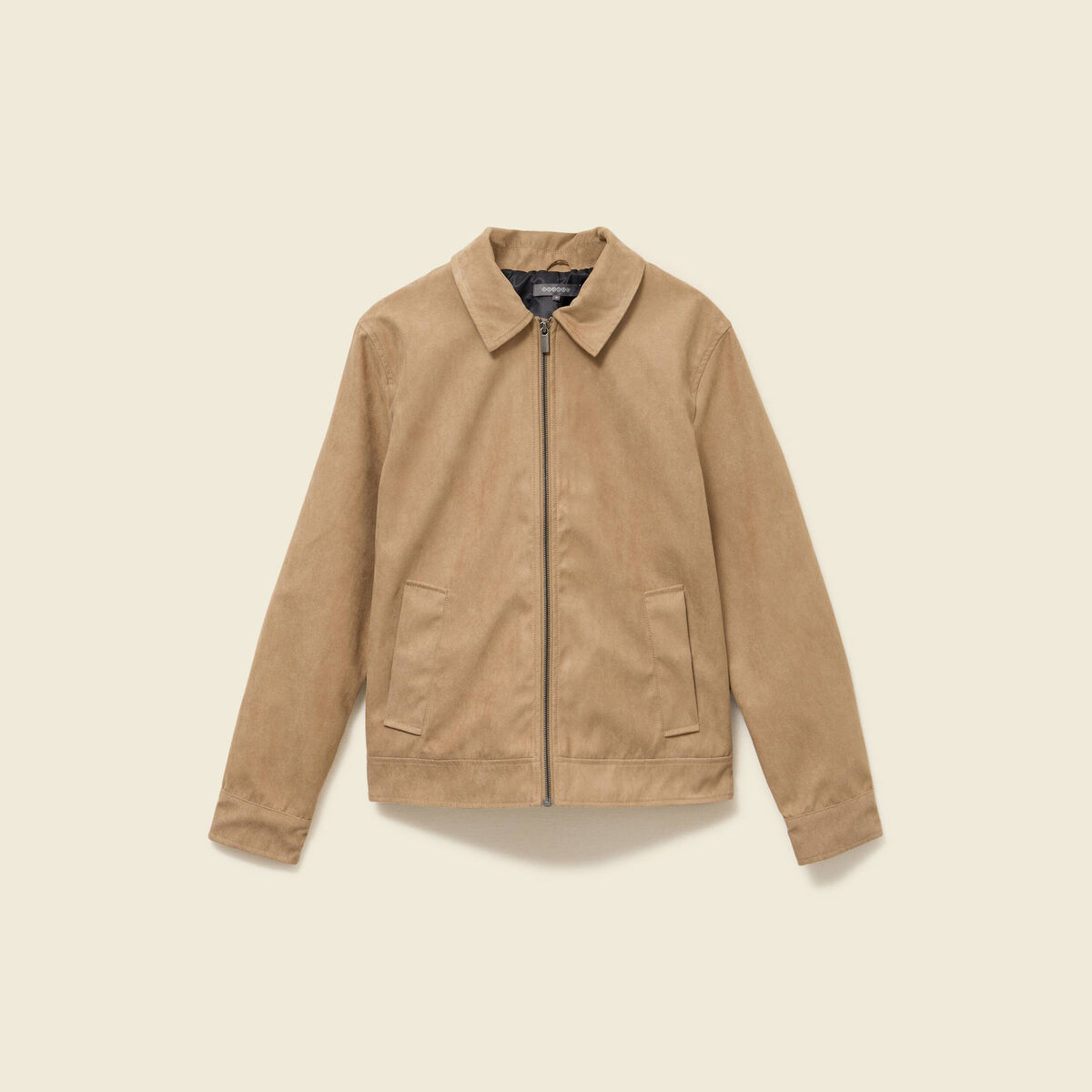 Blouson droit court &agrave; col classique marron homme
