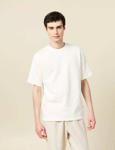 T-shirt ample col rond coton ecru homme