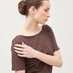 T-shirt ajust&eacute; manches courtes marron femme