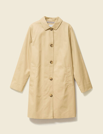 Trench long enduit beige femme