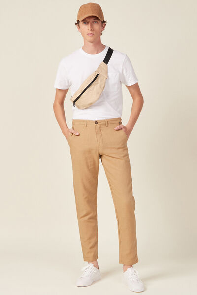 Pantalon slim éco-responsable beige homme