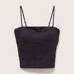 D&eacute;bardeur ajust&eacute; cropped d&eacute;collet&eacute; noir femme