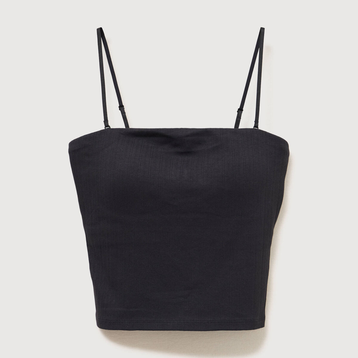 D&eacute;bardeur ajust&eacute; cropped d&eacute;collet&eacute; noir femme