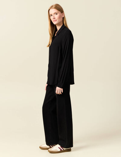Chemise manches longues fluide noir femme