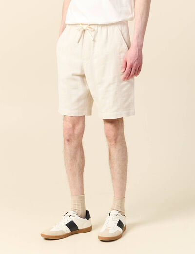 Bermuda droit à coulisse ecru homme