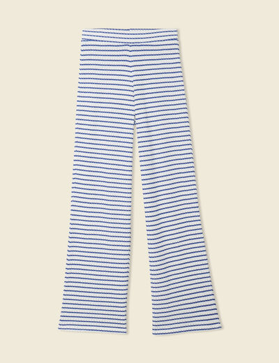 Pantalon large en maille ecru femme
