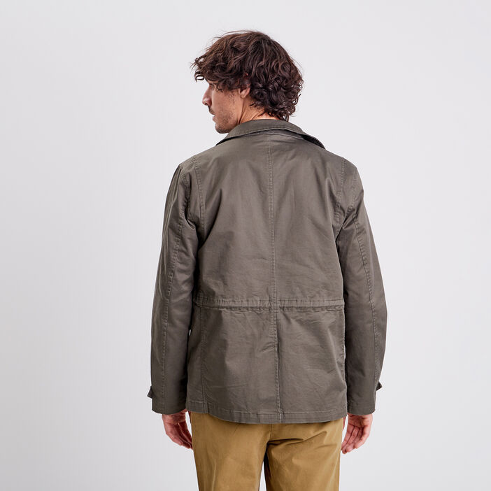 Veste droite boutonnée vert kaki homme