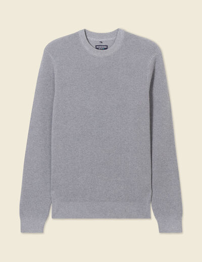 Pull manches longues col rond gris homme