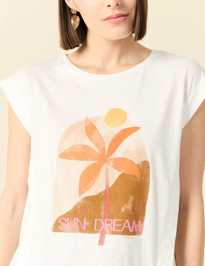 T-shirt manches courtes ecru femme