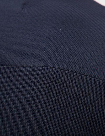 Pull manches longues col rond bleu marine homme