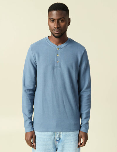 T-shirt manches longues bleu fonc&eacute; homme