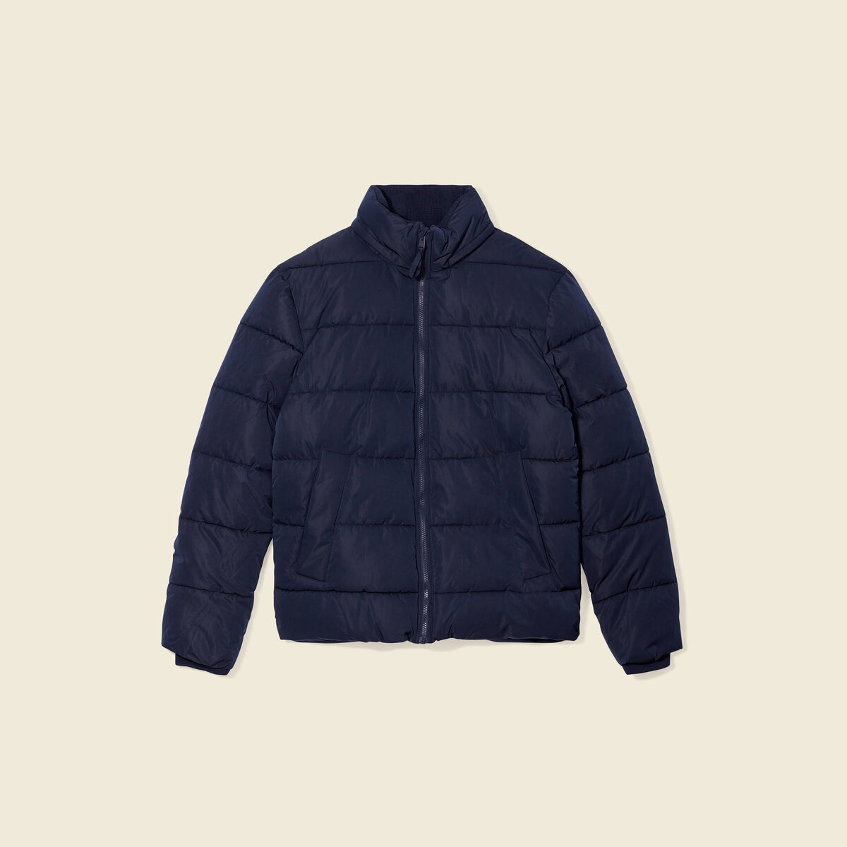 Doudoune droite zipp&eacute;e bleu marine homme