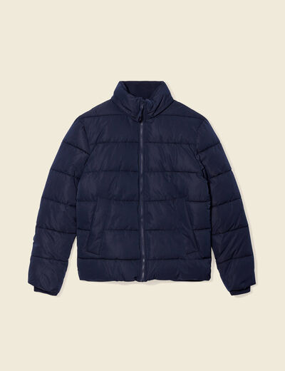 Doudoune droite zippée bleu marine homme