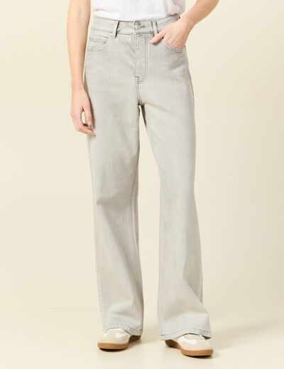 Jeans large éco-responsable denim gris clair femme