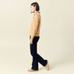 Pull fin col V manches longues marron clair femme