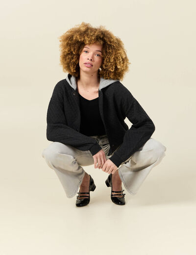Gilet à capuche noir femme