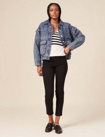 Pull col polo éco-responsable bleu marine femme