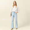Blouse manches 3/4 brodée blanc femme