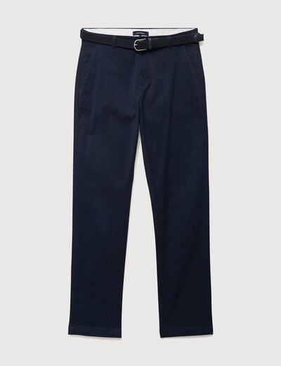 Pantalon straight longueur 32 ceinture bleu marine homme