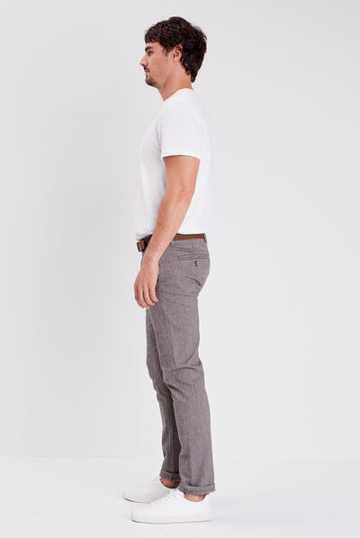 Pantalon chino ceinturé gris foncé homme