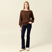 Pull manches longues fabriqu&eacute; en France marron fonc&eacute; femme
