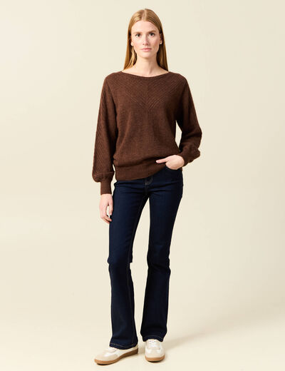 Pull manches longues fabriqué en France marron foncé femme