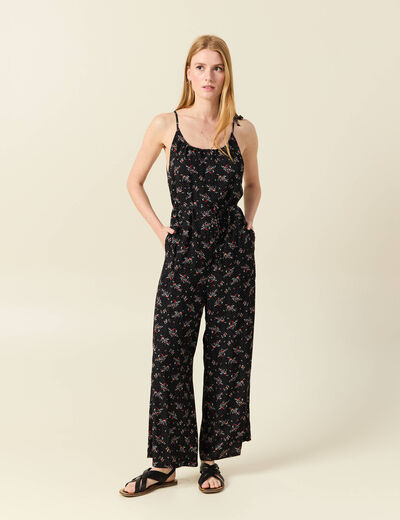 Combinaison pantalon bretelles noir femme