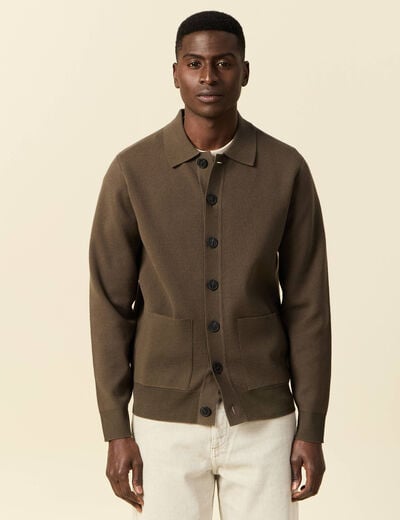 Gilet manches longues vert kaki homme