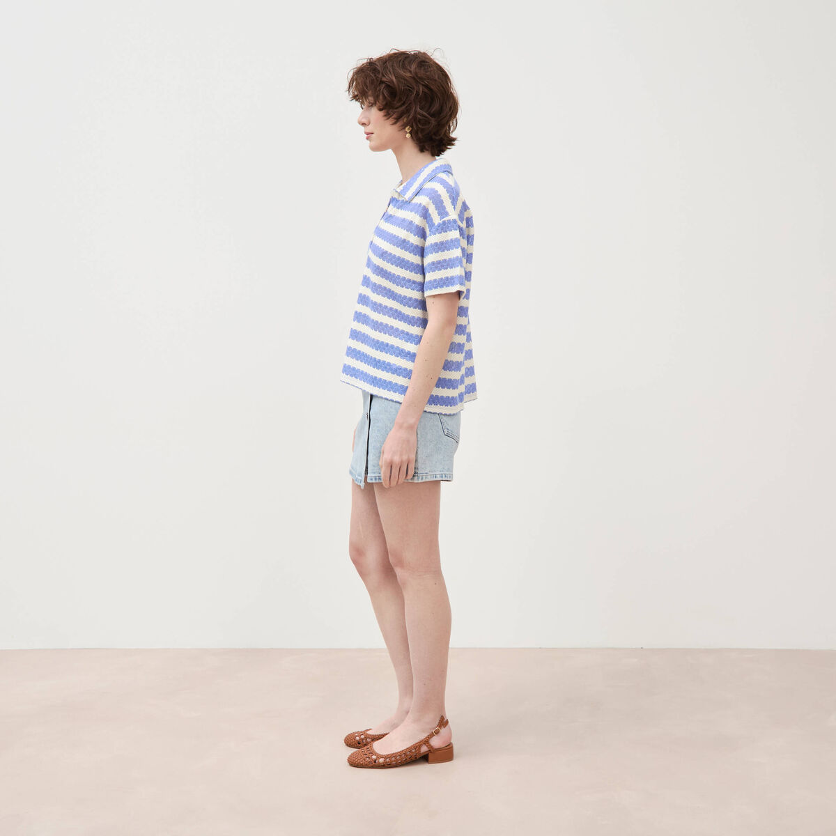 T-shirt manches courtes bleu ciel femme