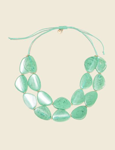 Collier perles plates vert pastel femme