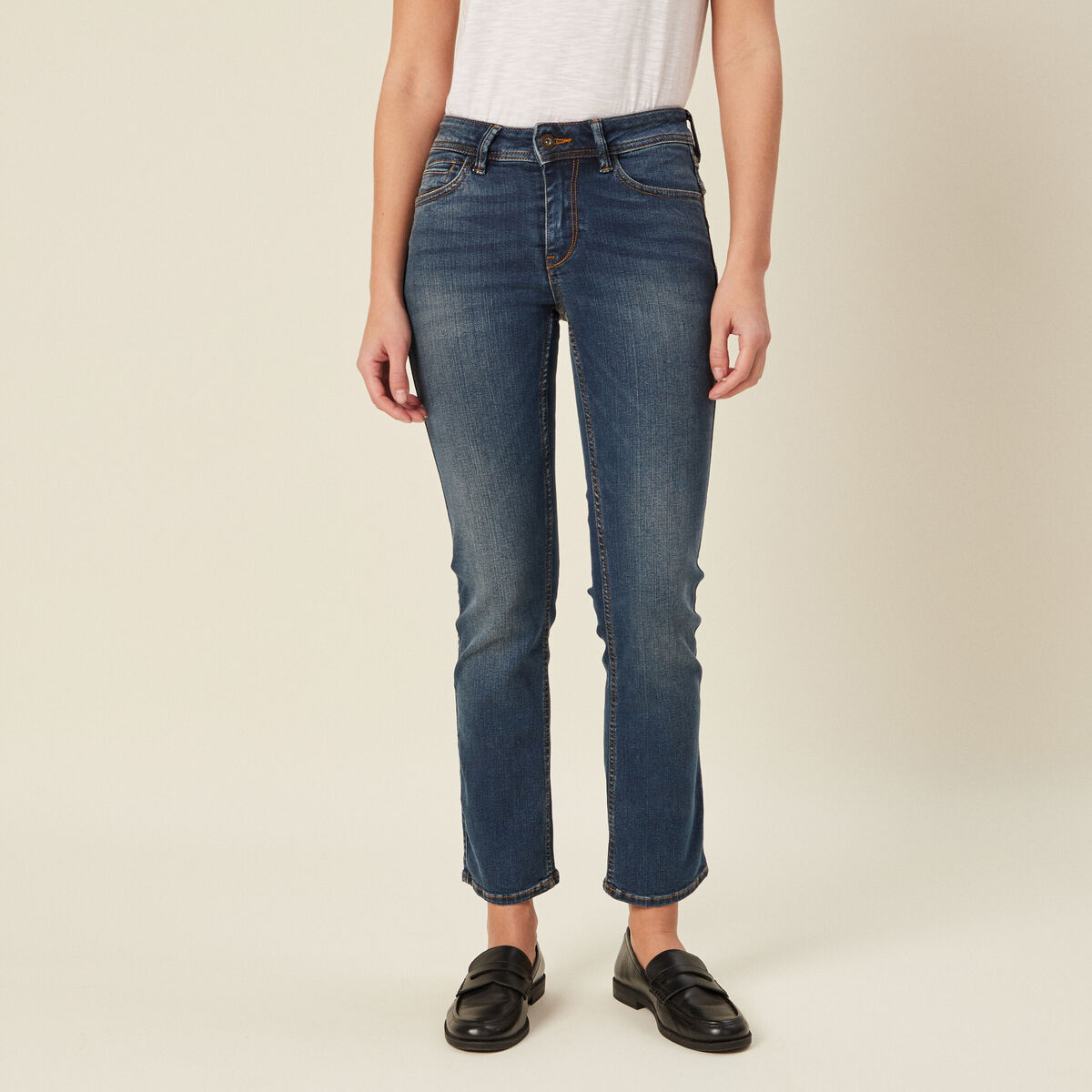 Jeans regular 7/8ème denim stone femme