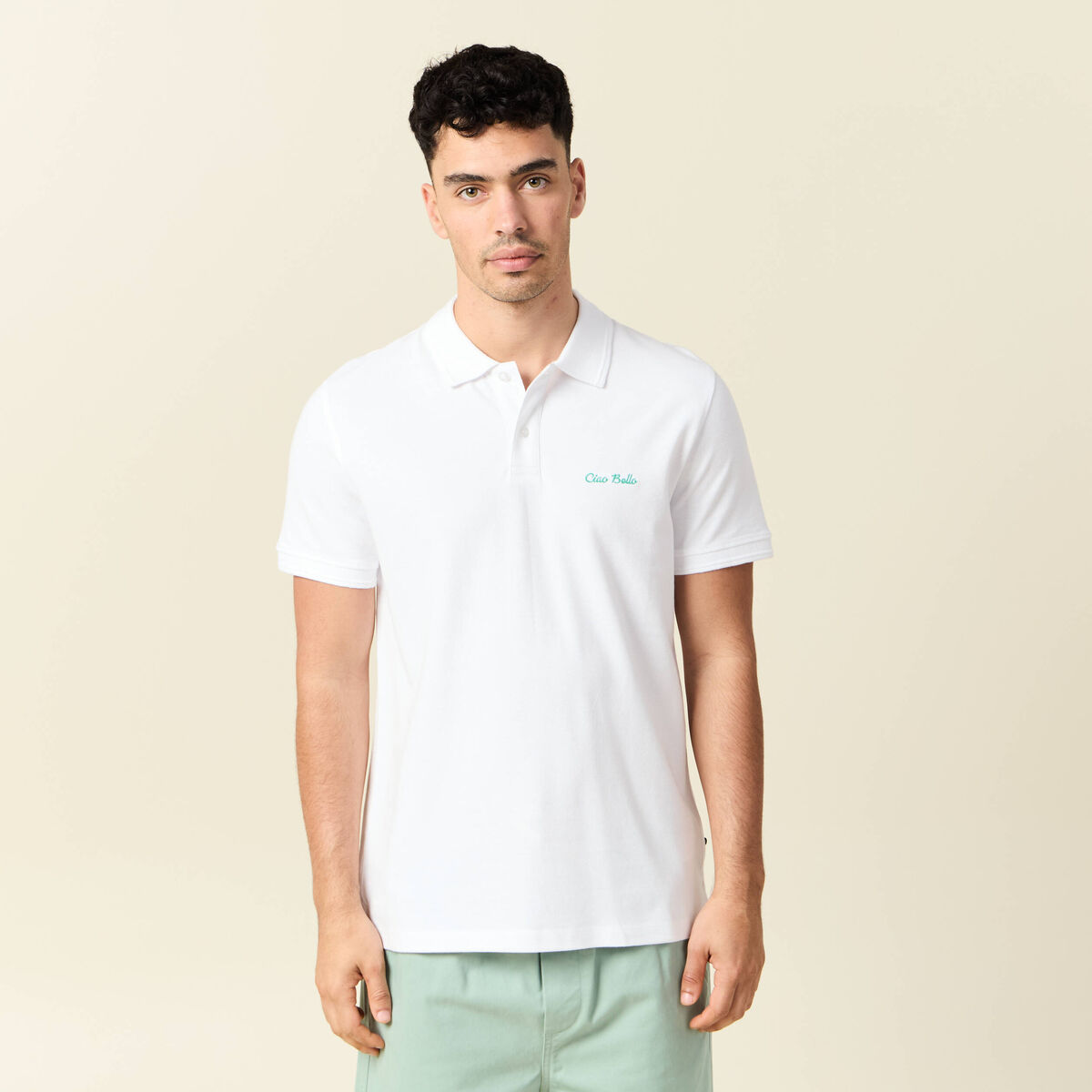 Polo manches courtes blanc homme