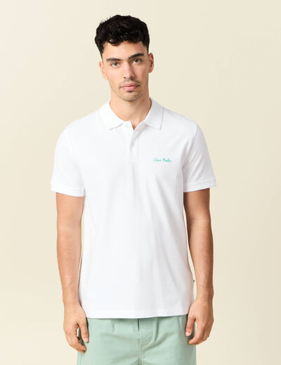 Polo manches courtes blanc homme