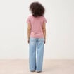 T-shirt cintr&eacute; col rond manches courtes vieux rose femme