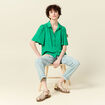 Chemise manches courtes vert femme