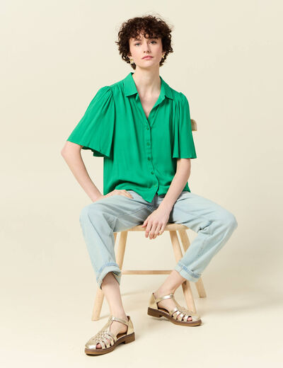 Chemise manches courtes vert femme