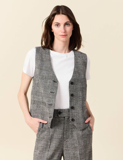 Gilet ajust&eacute; sans manches doubl&eacute; noir femme