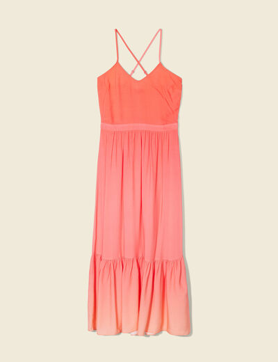 Robe longue droite à bretelles orange foncé femme