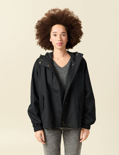 Parka oversize d&eacute;perlante &agrave; capuche noir femme