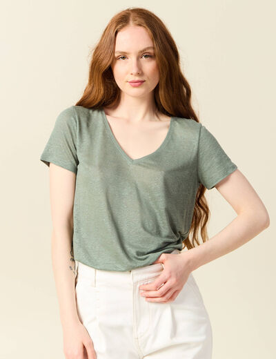 T-shirt éco-responsable vert kaki femme