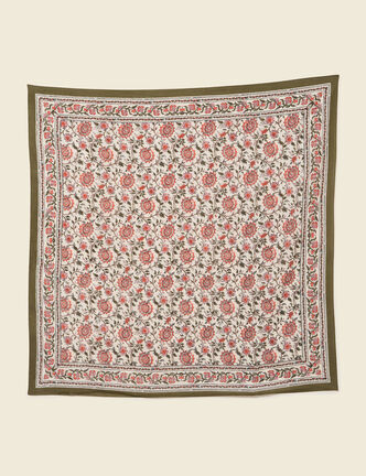 Foulard en coton vert olive femme